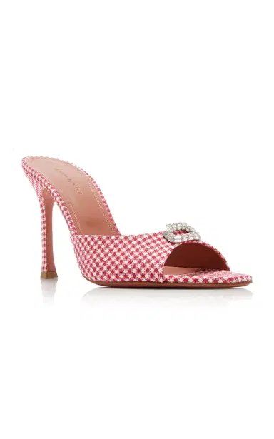 Amina Muaddi Mini Camelia Crystal Gingham Sandals | Thumbnail 4 Amina Muaddi Mini Camelia Crystal Gingham Sandals | Thumbnail 4