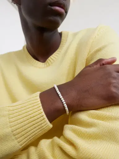 Mikia Sterling Silver Magnesite Beaded Bracelet - Men | Thumbnail 2 Mikia Sterling Silver Magnesite Beaded Bracelet - Men | Thumbnail 2