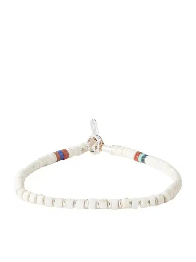 Mikia Sterling Silver Magnesite Beaded Bracelet - Men | Thumbnail 1 Mikia Sterling Silver Magnesite Beaded Bracelet - Men | Thumbnail 1