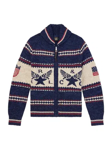 RRL Shawl-Collar Cotton, Wool and Linen-Blend Jacquard Cardigan - Men | Thumbnail 1 RRL Shawl-Collar Cotton, Wool and Linen-Blend Jacquard Cardigan - Men | Thumbnail 1