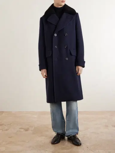 Private White V.C. The Admiral's Great Shearling-Trimmed Merino Wool and Cashmere-Blend Coat - Men | Thumbnail 3 Private White V.C. The Admiral's Great Shearling-Trimmed Merino Wool and Cashmere-Blend Coat - Men | Thumbnail 3