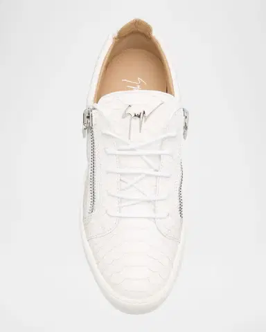 Giuseppe Zanotti Men's Frankie Snake-Effect Leather Double-Zip Sneakers | Thumbnail 3 Giuseppe Zanotti Men's Frankie Snake-Effect Leather Double-Zip Sneakers | Thumbnail 3