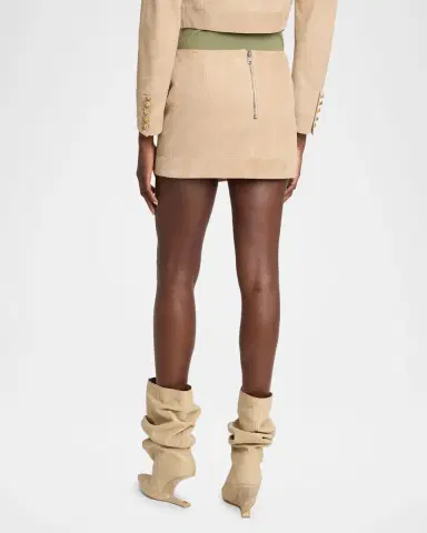 Balmain Asymmetric Suede Mini Skirt | Thumbnail 3 Balmain Asymmetric Suede Mini Skirt | Thumbnail 3