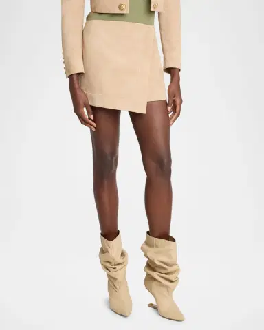 Balmain Asymmetric Suede Mini Skirt | Thumbnail 4 Balmain Asymmetric Suede Mini Skirt | Thumbnail 4