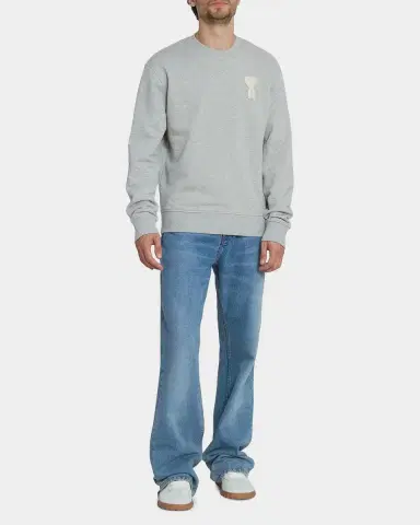 Ami Paris Men 's Crochet-Ami de Coeur Cotton Crewneck Sweater | Thumbnail 2 Ami Paris Men 's Crochet-Ami de Coeur Cotton Crewneck Sweater | Thumbnail 2