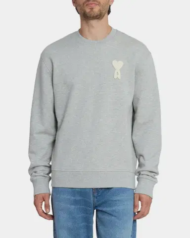 Ami Paris Men 's Crochet-Ami de Coeur Cotton Crewneck Sweater | Thumbnail 4 Ami Paris Men 's Crochet-Ami de Coeur Cotton Crewneck Sweater | Thumbnail 4