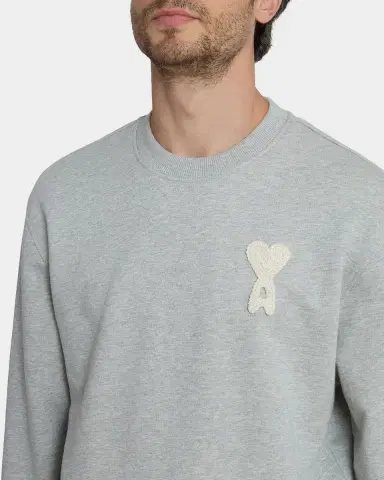 Ami Paris Men 's Crochet-Ami de Coeur Cotton Crewneck Sweater | Thumbnail 5 Ami Paris Men 's Crochet-Ami de Coeur Cotton Crewneck Sweater | Thumbnail 5