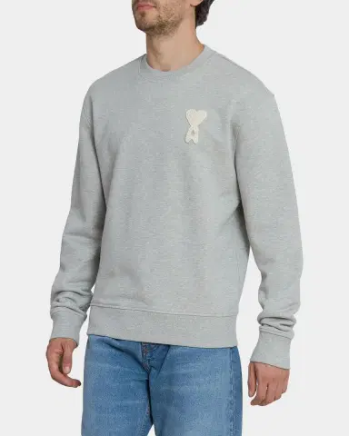 Ami Paris Men 's Crochet-Ami de Coeur Cotton Crewneck Sweater | Thumbnail 6 Ami Paris Men 's Crochet-Ami de Coeur Cotton Crewneck Sweater | Thumbnail 6