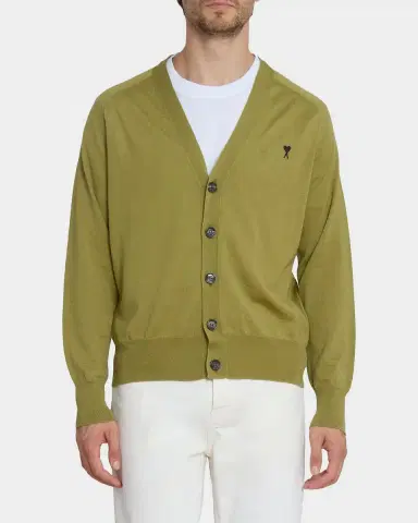 Ami Paris Men 's Tonal Embroidered Ami De Coeur Wool Knit Cardigan | Thumbnail 8 Ami Paris Men 's Tonal Embroidered Ami De Coeur Wool Knit Cardigan | Thumbnail 8