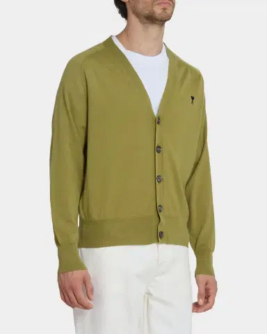 Ami Paris Men 's Tonal Embroidered Ami De Coeur Wool Knit Cardigan | Thumbnail 10 Ami Paris Men 's Tonal Embroidered Ami De Coeur Wool Knit Cardigan | Thumbnail 10