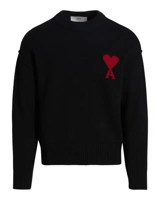 Men 's Ami De Coeur Wool Knit Crewneck Sweater Men 's Ami De Coeur Wool Knit Crewneck Sweater