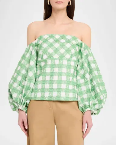 Rosie Assoulin Balloon-Sleeve Empire Off-The-Shoulder Top | Thumbnail 4 Rosie Assoulin Balloon-Sleeve Empire Off-The-Shoulder Top | Thumbnail 4