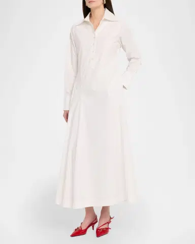 Rosie Assoulin Groovy Cotton Poplin Maxi Shirtdress | Thumbnail 4 Rosie Assoulin Groovy Cotton Poplin Maxi Shirtdress | Thumbnail 4