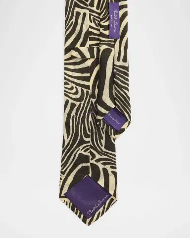 Ralph Lauren Purple Label Zebra-Print Linen Tie | Thumbnail 3 Ralph Lauren Purple Label Zebra-Print Linen Tie | Thumbnail 3