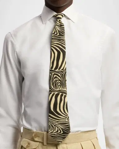 Ralph Lauren Purple Label Zebra-Print Linen Tie | Thumbnail 4 Ralph Lauren Purple Label Zebra-Print Linen Tie | Thumbnail 4
