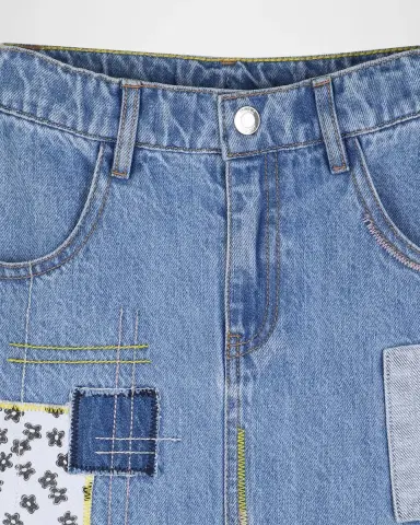 Marc Jacobs Girl's Patchwork Denim Mini Skirt, Size -12 | Thumbnail 4 Marc Jacobs Girl's Patchwork Denim Mini Skirt, Size -12 | Thumbnail 4