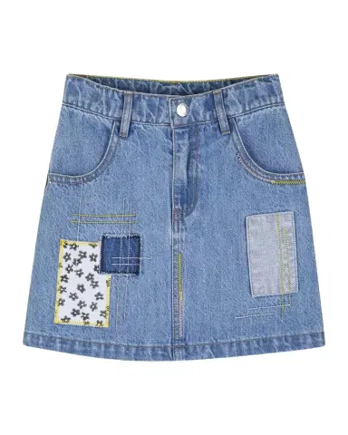 Marc Jacobs Girl's Patchwork Denim Mini Skirt, Size -12 | Thumbnail 1 Marc Jacobs Girl's Patchwork Denim Mini Skirt, Size -12 | Thumbnail 1