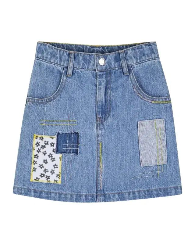 Girl 's Patchwork Denim Mini Skirt, Size -12 Girl 's Patchwork Denim Mini Skirt, Size -12