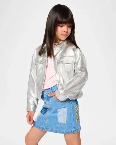 Marc Jacobs Girl 's Patchwork Mini Denim Skirt, Size 4-6 | Thumbnail 2 Marc Jacobs Girl 's Patchwork Mini Denim Skirt, Size 4-6 | Thumbnail 2