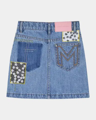 Marc Jacobs Girl 's Patchwork Mini Denim Skirt, Size 4-6 | Thumbnail 3 Marc Jacobs Girl 's Patchwork Mini Denim Skirt, Size 4-6 | Thumbnail 3
