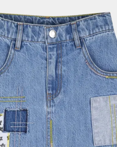 Marc Jacobs Girl 's Patchwork Mini Denim Skirt, Size 4-6 | Thumbnail 4 Marc Jacobs Girl 's Patchwork Mini Denim Skirt, Size 4-6 | Thumbnail 4