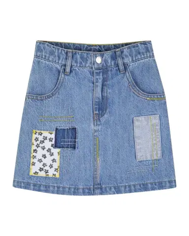 Marc Jacobs Girl 's Patchwork Mini Denim Skirt, Size 4-6 | Thumbnail 1 Marc Jacobs Girl 's Patchwork Mini Denim Skirt, Size 4-6 | Thumbnail 1
