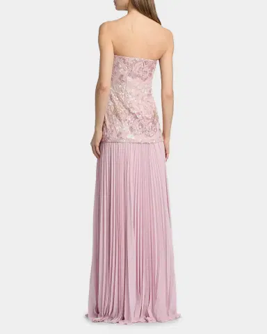 BADGLEY MISCHKA Strapless Beaded Bodice Dropwaist Gown | Thumbnail 3 BADGLEY MISCHKA Strapless Beaded Bodice Dropwaist Gown | Thumbnail 3