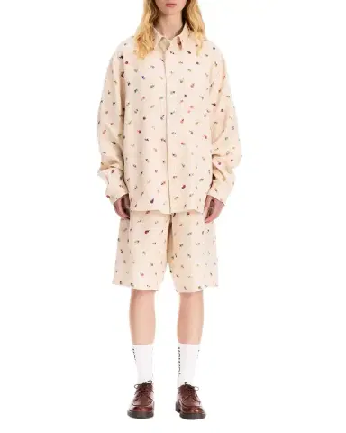 vowels Men 's Linen Blend Floral Embroidered Button-Down Shirt | Thumbnail 1 vowels Men 's Linen Blend Floral Embroidered Button-Down Shirt | Thumbnail 1