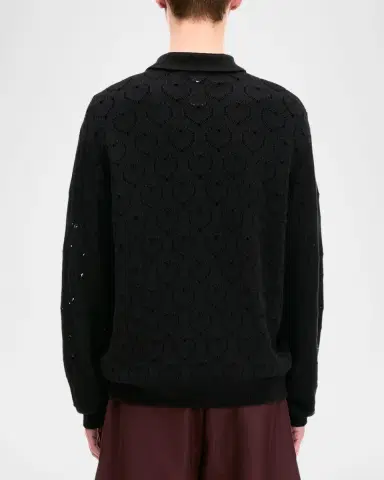 vowels Men's Eyelet Knit Zip-Up Blouson | Thumbnail 3 vowels Men's Eyelet Knit Zip-Up Blouson | Thumbnail 3