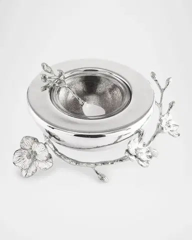 Michael Aram Silver Orchid Caviar Dish with Spoon | Thumbnail 2 Michael Aram Silver Orchid Caviar Dish with Spoon | Thumbnail 2