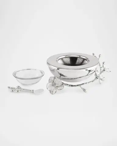 Michael Aram Silver Orchid Caviar Dish with Spoon | Thumbnail 3 Michael Aram Silver Orchid Caviar Dish with Spoon | Thumbnail 3