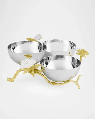 Michael Aram Butterfly Gingko Gold Triple Bowl | Thumbnail 2 Michael Aram Butterfly Gingko Gold Triple Bowl | Thumbnail 2