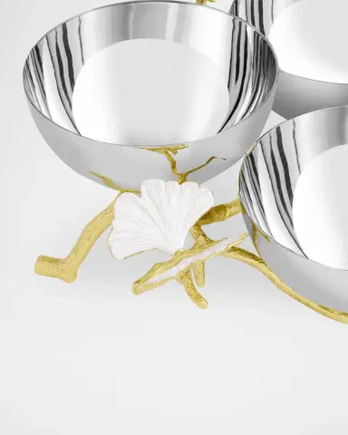 Michael Aram Butterfly Gingko Gold Triple Bowl | Thumbnail 4 Michael Aram Butterfly Gingko Gold Triple Bowl | Thumbnail 4
