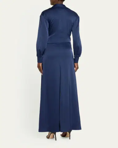 Halston Ivon Faux-Wrap Charmeuse Gown | Thumbnail 3 Halston Ivon Faux-Wrap Charmeuse Gown | Thumbnail 3