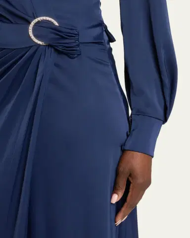 Halston Ivon Faux-Wrap Charmeuse Gown | Thumbnail 5 Halston Ivon Faux-Wrap Charmeuse Gown | Thumbnail 5