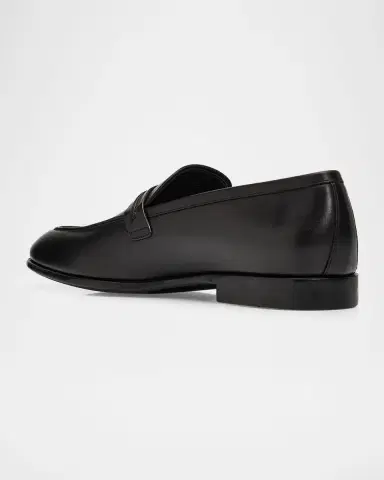 Ferragamo Men's Terence Calfskin Gancini Saddle-Strap Loafers | Thumbnail 4 Ferragamo Men's Terence Calfskin Gancini Saddle-Strap Loafers | Thumbnail 4