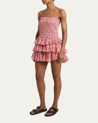 Etoile Isabel Marant Elodie Floral-Print Smocked Ruffle Mini Dress | Thumbnail 4 Etoile Isabel Marant Elodie Floral-Print Smocked Ruffle Mini Dress | Thumbnail 4