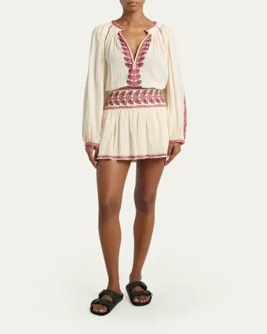 Etoile Isabel Marant Picadilia Embroidered Cotton Gauze Mini Skirt | Thumbnail 2 Etoile Isabel Marant Picadilia Embroidered Cotton Gauze Mini Skirt | Thumbnail 2