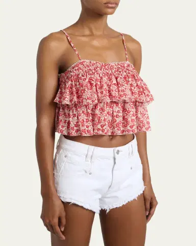 Etoile Isabel Marant Erisa Floral-Print Tiered Ruffle Crop Top | Thumbnail 4 Etoile Isabel Marant Erisa Floral-Print Tiered Ruffle Crop Top | Thumbnail 4