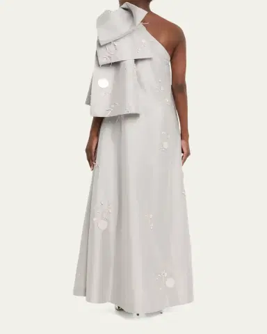 BERNADETTE Winnie One-Shoulder Bow Embellished Taffeta Gown | Thumbnail 2 BERNADETTE Winnie One-Shoulder Bow Embellished Taffeta Gown | Thumbnail 2