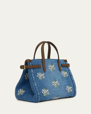 Valentino Garavani Antibes Small Floral-Embroidered Denim Tote Bag | Thumbnail 3 Valentino Garavani Antibes Small Floral-Embroidered Denim Tote Bag | Thumbnail 3