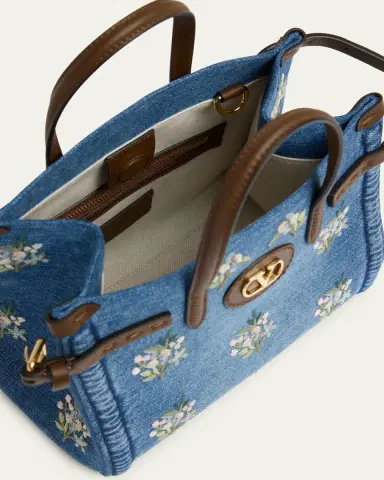 Valentino Garavani Antibes Small Floral-Embroidered Denim Tote Bag | Thumbnail 4 Valentino Garavani Antibes Small Floral-Embroidered Denim Tote Bag | Thumbnail 4