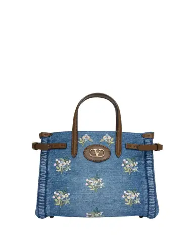 Valentino Garavani Antibes Small Floral-Embroidered Denim Tote Bag | Thumbnail 1 Valentino Garavani Antibes Small Floral-Embroidered Denim Tote Bag | Thumbnail 1