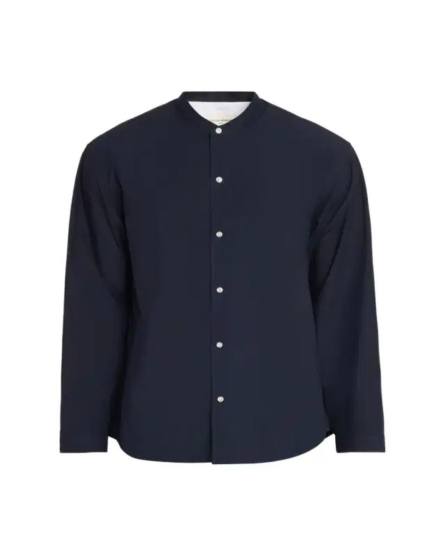 Men's Poplin Band-Collar Button-Down Shirt Men's Poplin Band-Collar Button-Down Shirt