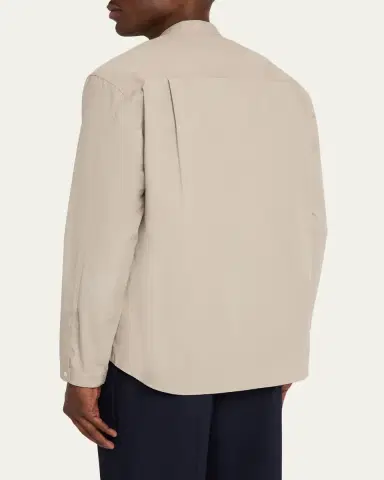 OFFICINE GÉNÉRALE Men's Poplin Band-Collar Button-Down Shirt | Thumbnail 3 OFFICINE GÉNÉRALE Men's Poplin Band-Collar Button-Down Shirt | Thumbnail 3