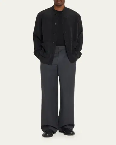 OFFICINE GÉNÉRALE Men's Cupro Band-Collar Jacket | Thumbnail 2 OFFICINE GÉNÉRALE Men's Cupro Band-Collar Jacket | Thumbnail 2