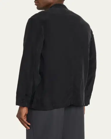 OFFICINE GÉNÉRALE Men's Cupro Band-Collar Jacket | Thumbnail 3 OFFICINE GÉNÉRALE Men's Cupro Band-Collar Jacket | Thumbnail 3