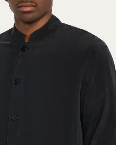 OFFICINE GÉNÉRALE Men's Cupro Band-Collar Jacket | Thumbnail 5 OFFICINE GÉNÉRALE Men's Cupro Band-Collar Jacket | Thumbnail 5