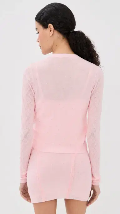 AREA Girly Rib Knit Cardigan Pastel Pink | Thumbnail 3 AREA Girly Rib Knit Cardigan Pastel Pink | Thumbnail 3