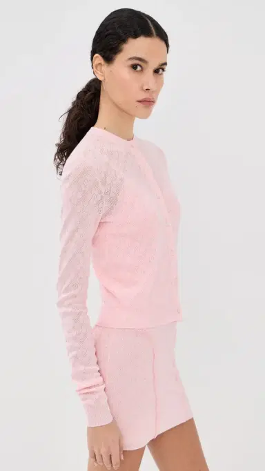 AREA Girly Rib Knit Cardigan Pastel Pink | Thumbnail 4 AREA Girly Rib Knit Cardigan Pastel Pink | Thumbnail 4